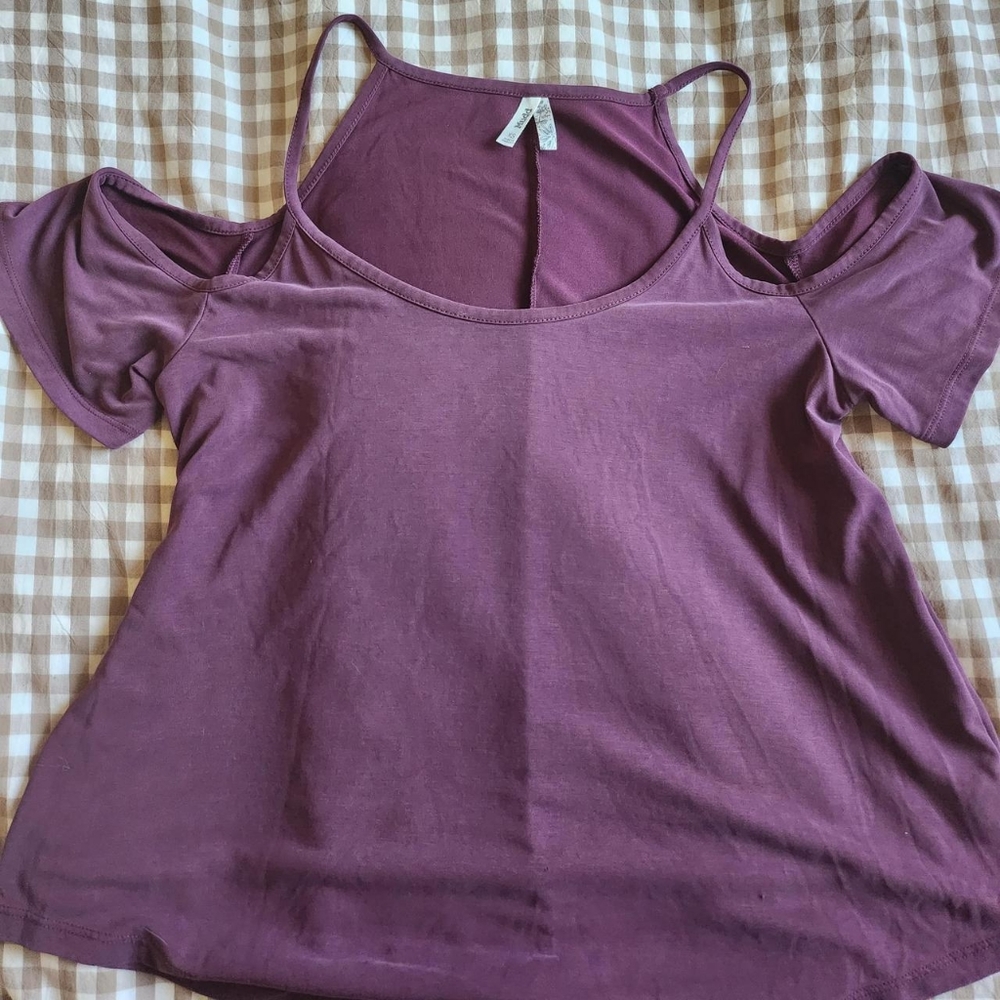 Plum Cold Shoulder Top